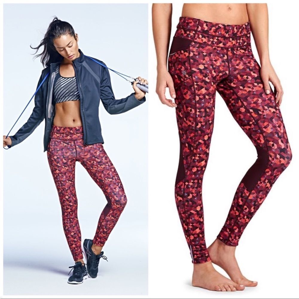 ATHLETA TRIANGULAR BE FREE WORKOUT TIGHTS LEGGINS SMALL - Picture 2 of 9